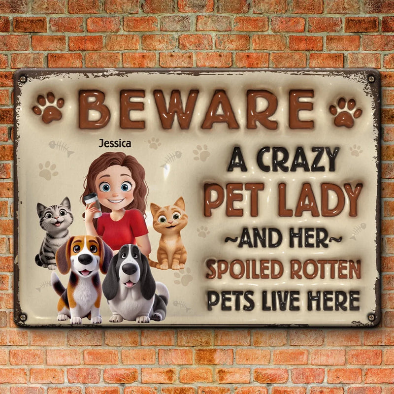 Paws, Whiskers, And Unconditional Love - Dog & Cat Personalized Custom 3D Inflated Effect Printed Home Decor Metal Sign - House Warming Gift For Pet Owners, Pet Lovers