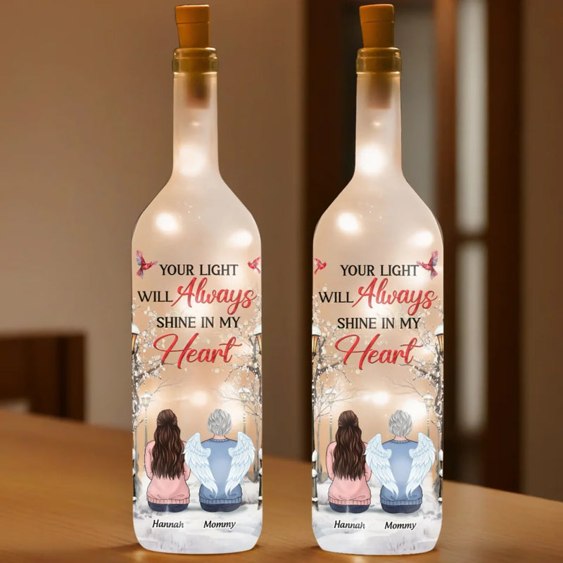 The Glow Of Your Soul Will Forever Brighten My Path - Memorial Personalized Custom Bottle Lamp - Sympathy Gift For Family Members