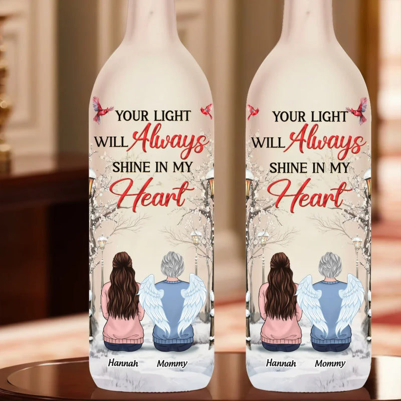 The Glow Of Your Soul Will Forever Brighten My Path - Memorial Personalized Custom Bottle Lamp - Sympathy Gift For Family Members