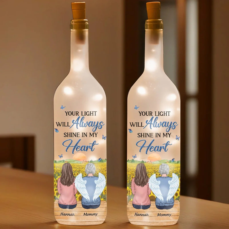 Always In My Soul - Memorial Personalized Custom Bottle Lamp - Sympathy Gift For Family Members