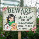 Custom Name Crazy Plant Lady Dog Lover Gifts - Personalized Metal Sign