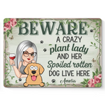 Custom Name Crazy Plant Lady Dog Lover Gifts - Personalized Metal Sign