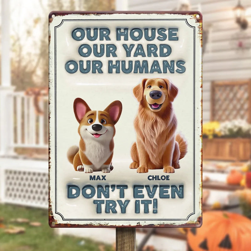 This Home Runs On Paws And Love - Dog Personalized Custom 3D Inflated Effect Printed Metal Sign - House Warming Gift For Pet Owners, Pet Lovers