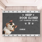 Custom Name Funny Cat Escape Gifts for Cat Lovers - Personalized Doormat