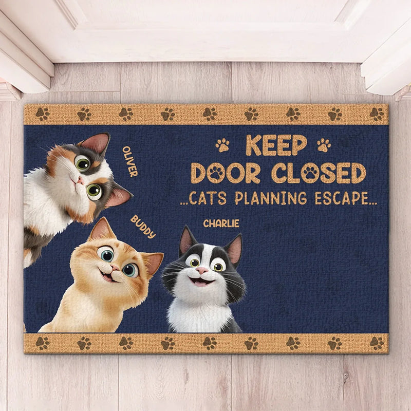 Custom Name Funny Cat Escape Gifts for Cat Lovers - Personalized Doormat