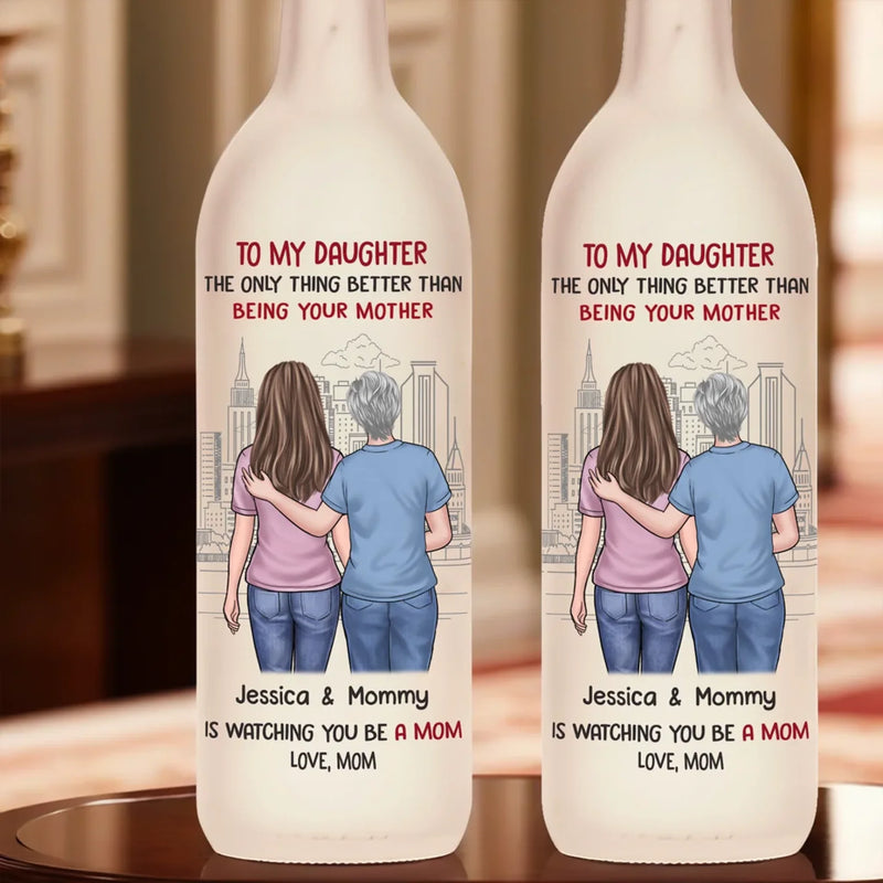 Love Grows As I Watch You Be A Mom - Family Personalized Custom Bottle Lamp - Gift For Mom, Daughter