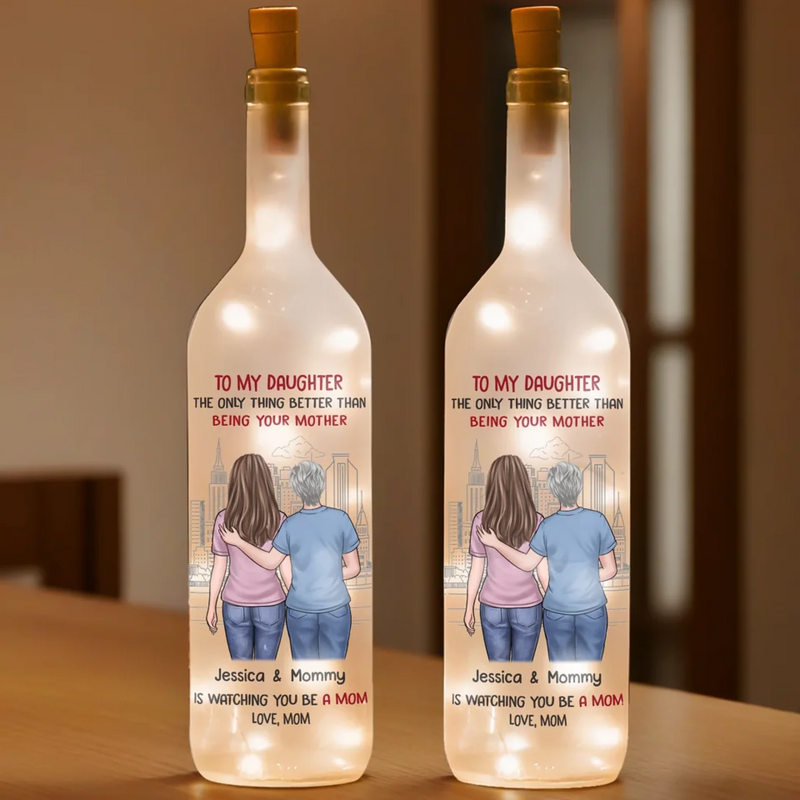 Love Grows As I Watch You Be A Mom - Family Personalized Custom Bottle Lamp - Gift For Mom, Daughter