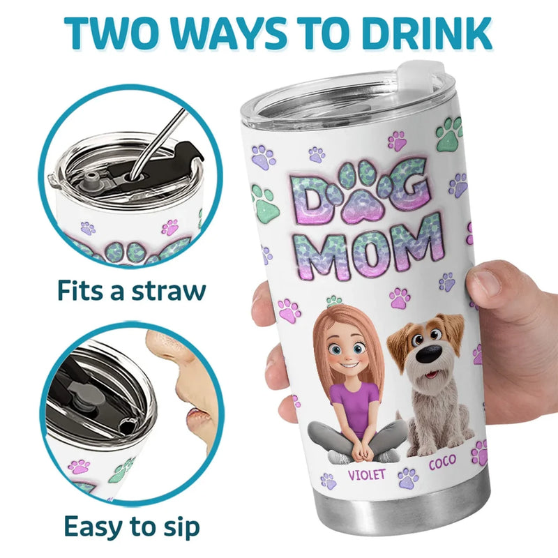 Home Is Where The Fur Sticks To Everything - Dog & Cat Personalized Custom 3D Inflated Effect Printed Tumbler - Gift For Pet Owners, Pet Lovers
