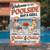 Welcome To Our Poolside - Couple Personalized Custom Home Decor Metal Sign - Gift For Yourself, Husband Wife, Best Friends, Family Members