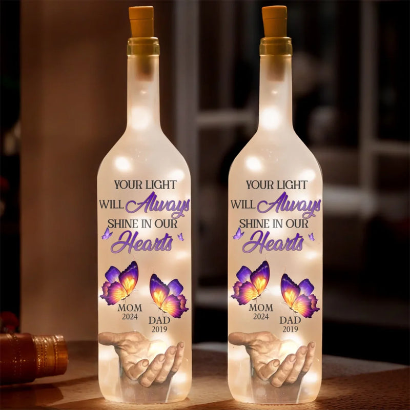Custom Memorial Butterfly Name Date Tribute - Personalized Bottle Lamp
