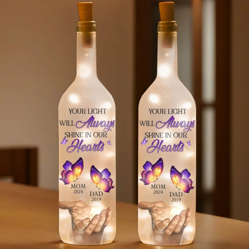 Together, Always By Your Side - Memorial Personalized Custom Bottle Lamp - Sympathy Gift For Family Members