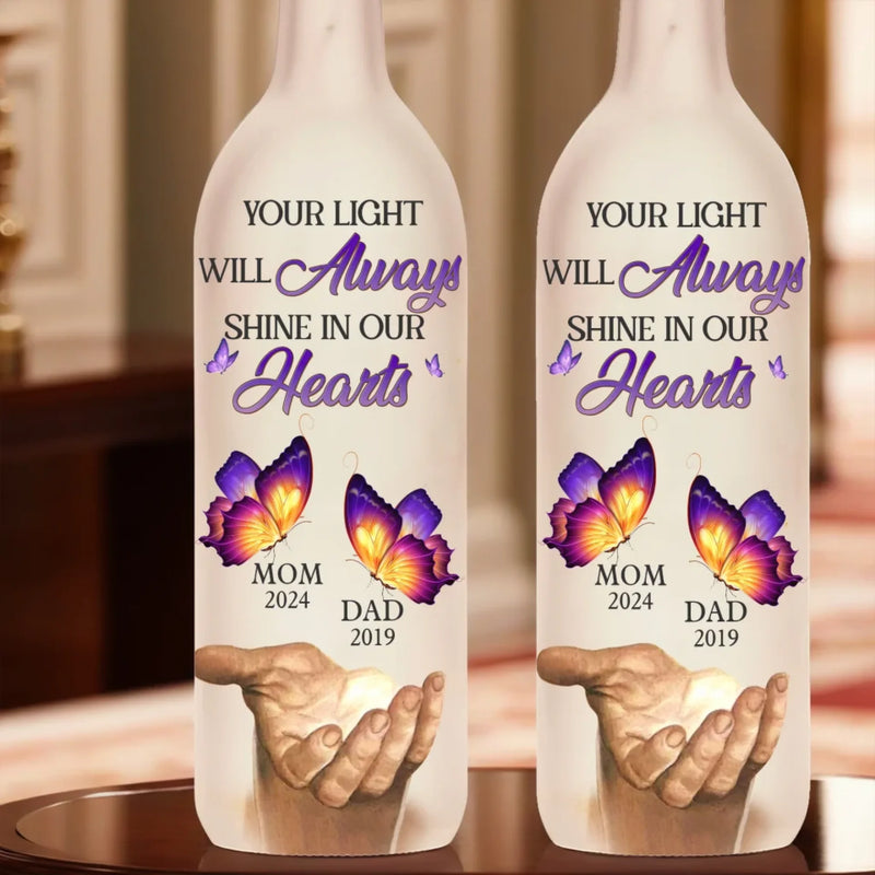 Custom Memorial Butterfly Name Date Tribute - Personalized Bottle Lamp