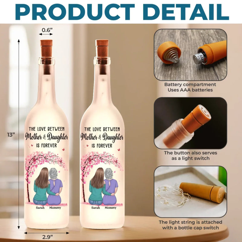 Life Is Sweeter With A Daughter - Family Personalized Custom Bottle Lamp - Gift For Mom, Daughter