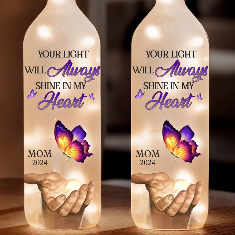 Together, Always By Your Side - Memorial Personalized Custom Bottle Lamp - Sympathy Gift For Family Members