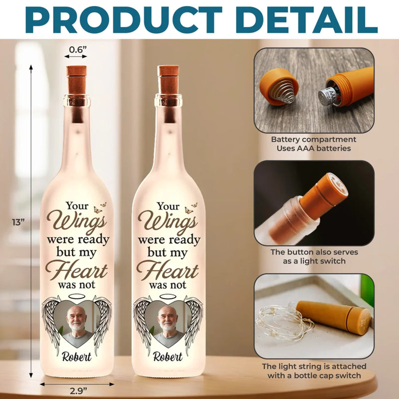 Custom Photo Memorial Angel Gifts for Loved Ones - Personalized Bottle Lamp