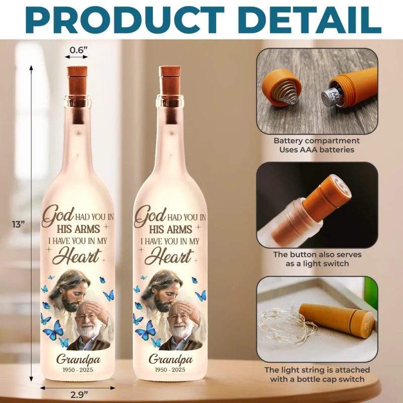 Custom Photo Memorial Grandpa Gifts - Personalized Bottle Lamp