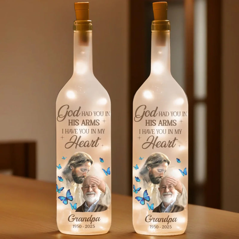 Custom Photo Memorial Grandpa Gifts - Personalized Bottle Lamp