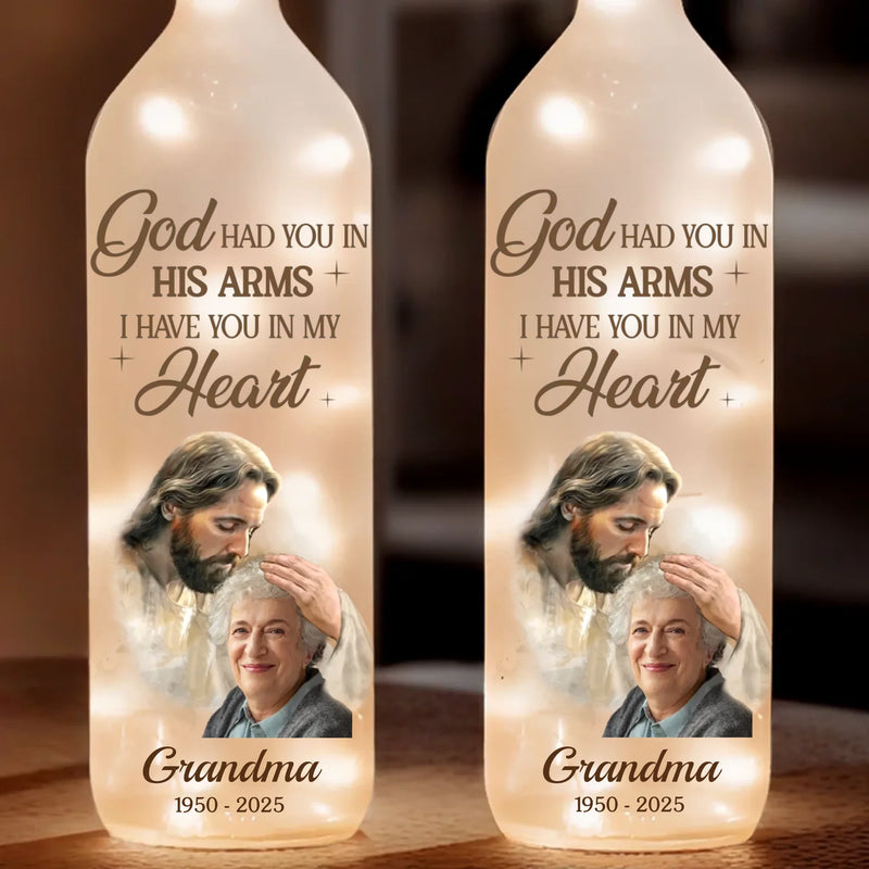 Custom Photo We’re With You Every Step Of The Way - Memorial Personalized Custom Bottle Lamp - Sympathy Gift For Family Members
