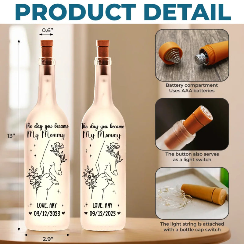 Custom Name and Date Gifts for Mom - Personalized Bottle Lamp
