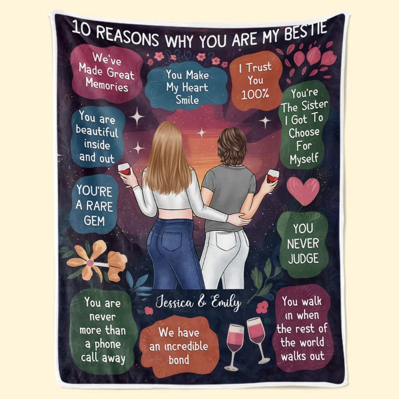Friendship Is A Journey That Lasts A Lifetime - Bestie Personalized Custom Blanket - Gift For Best Friends, BFF, Sisters