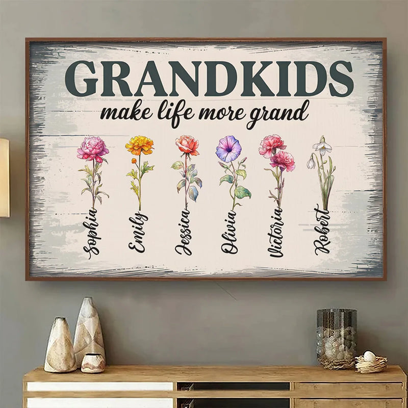 Blessed With Grandkids, Blessed With Love - Family Personalized Custom Horizontal Poster - Gift For Mom, Grandma