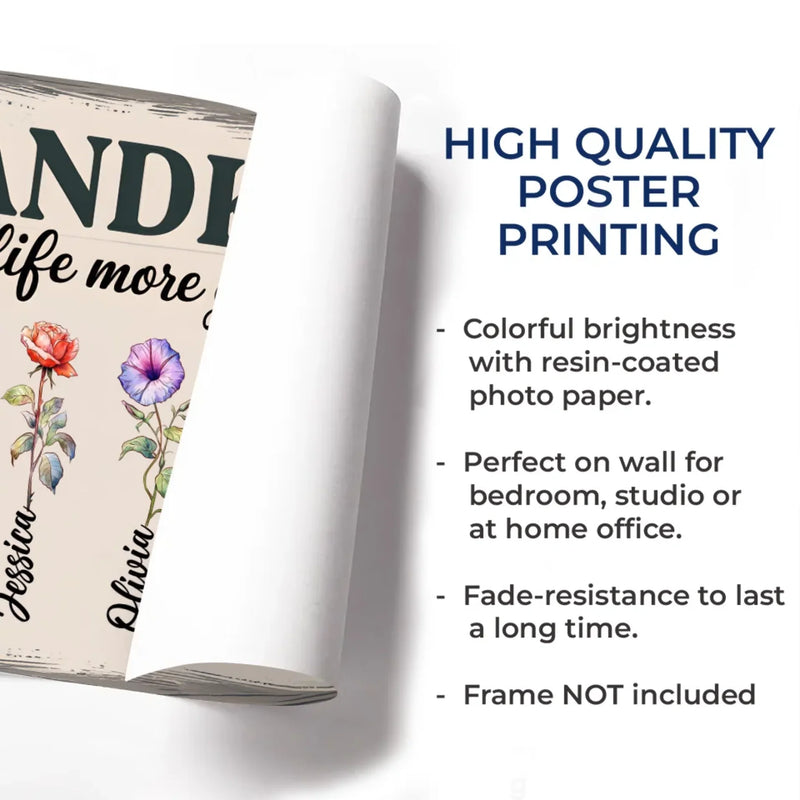 Blessed With Grandkids, Blessed With Love - Family Personalized Custom Horizontal Poster - Gift For Mom, Grandma