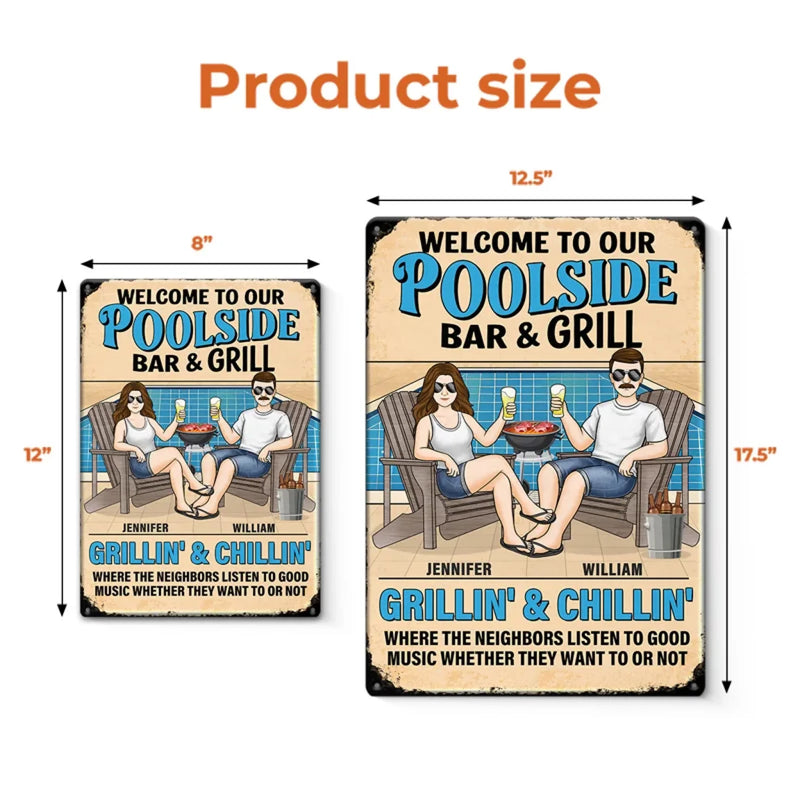 Sizzling Love, Just Like The Grill - Couple Personalized Custom Home Decor Metal Sign - Gift For Yourself, Husband Wife, Best Friends, Family Members
