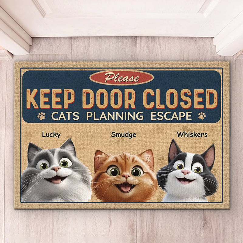 Custom Name Funny Cat Escape Gifts for Cat Lovers - Personalized Doormat
