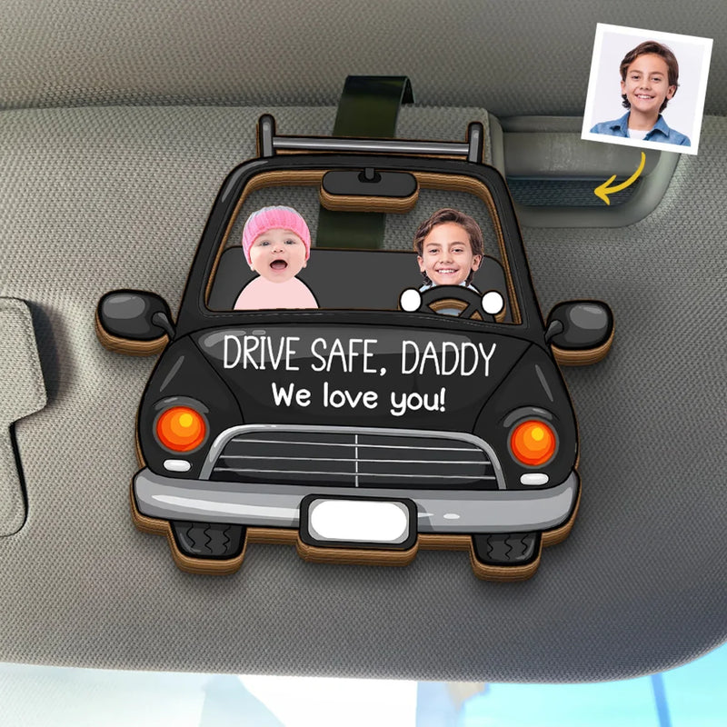 Custom Photo Safe Travels, We Love You Lots - Family Personalized Custom Car Visor Clip - Gift For Family Members