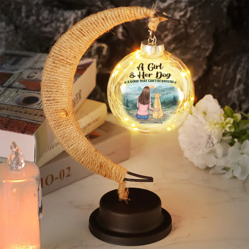Custom Name Girl and Dog Gifts - Personalized Moon Lamp