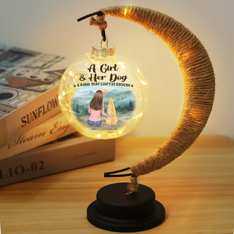 Custom Name Girl and Dog Gifts - Personalized Moon Lamp