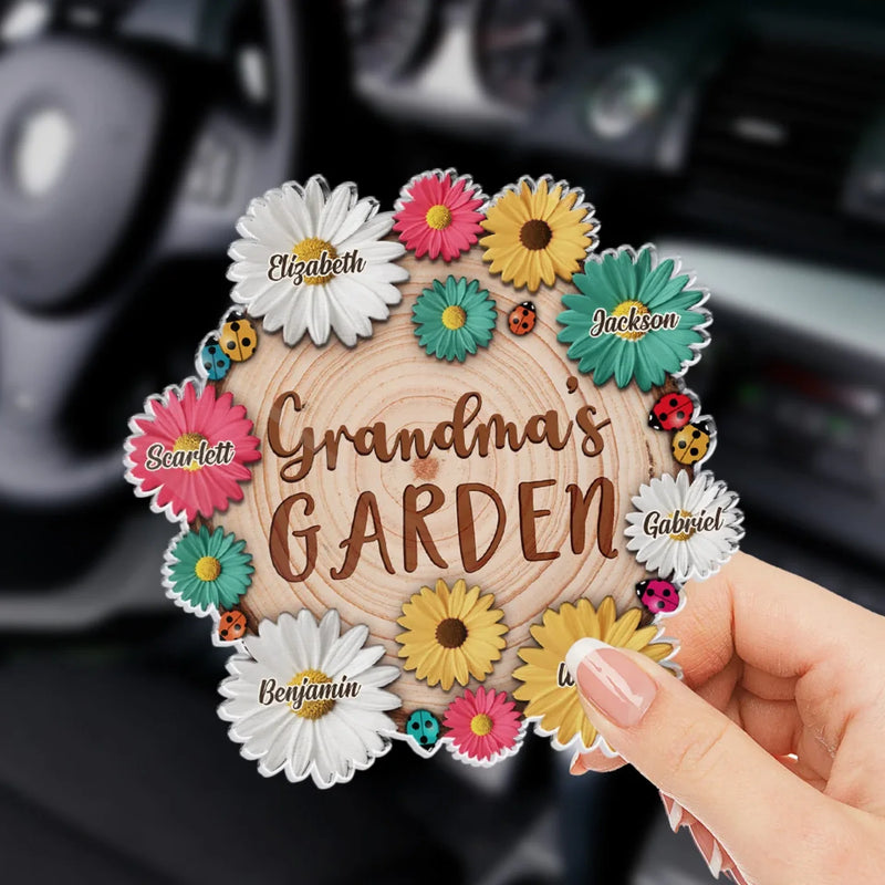 Custom Name Grandma's Garden Gifts for Grandma - Personalized Car Visor Clip
