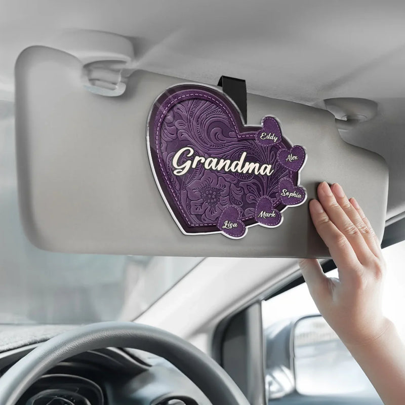 Custom Name Grandma Family Gifts - Personalized Car Visor Clip