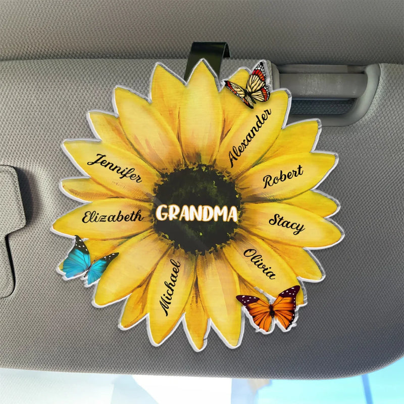 Every Beat Of My Heart Is For My Kids - Family Personalized Custom Car Visor Clip - Gift For Mom, Grandma