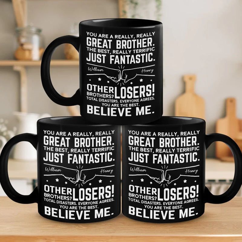 No Matter The Distance, Siblings Are Bound By Heart - Family Personalized Custom Black Mug - Gift For Family Members, Siblings, Brothers, Sisters