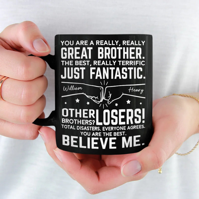 No Matter The Distance, Siblings Are Bound By Heart - Family Personalized Custom Black Mug - Gift For Family Members, Siblings, Brothers, Sisters