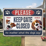 Custom Name Dog Gate Reminder - Personalized Metal Sign