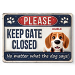 Custom Name Dog Gate Reminder - Personalized Metal Sign