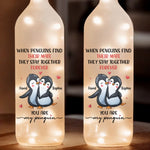 Custom Name Penguin Couple Gifts for Couples - Personalized Bottle Lamp