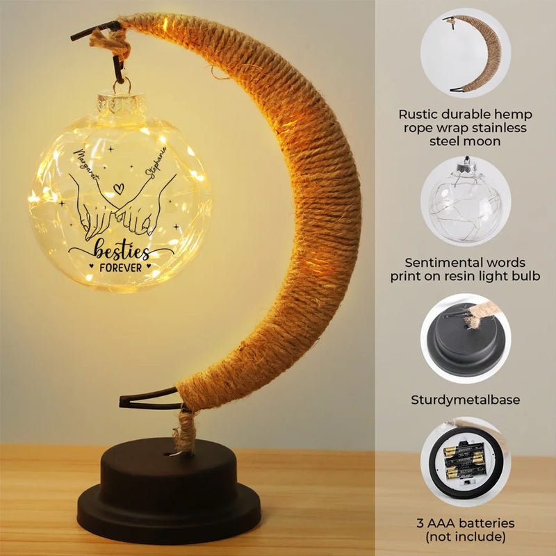 Because Every Friendship Needs A Little Magic - Bestie Personalized Custom Moon Lamp Light - Gift For Best Friends, BFF, Sisters