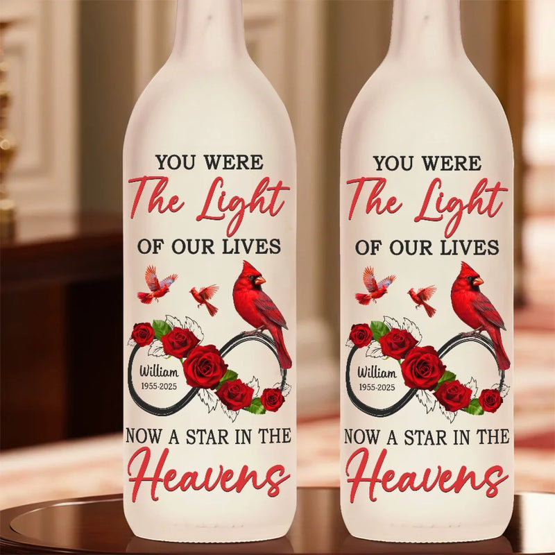 A Star In The Heavens - Memorial Personalized Custom Bottle Lamp - Sympathy Gift For Family Members