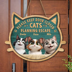 Custom Name Funny Cat Door Sign for Cat Lovers - Personalized Wood Sign