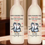 Custom Name Penguin Couple Gifts for Couples - Personalized Bottle Lamp