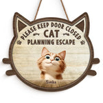 Custom Name Funny Cat Door Sign for Cat Lovers - Personalized Wood Sign