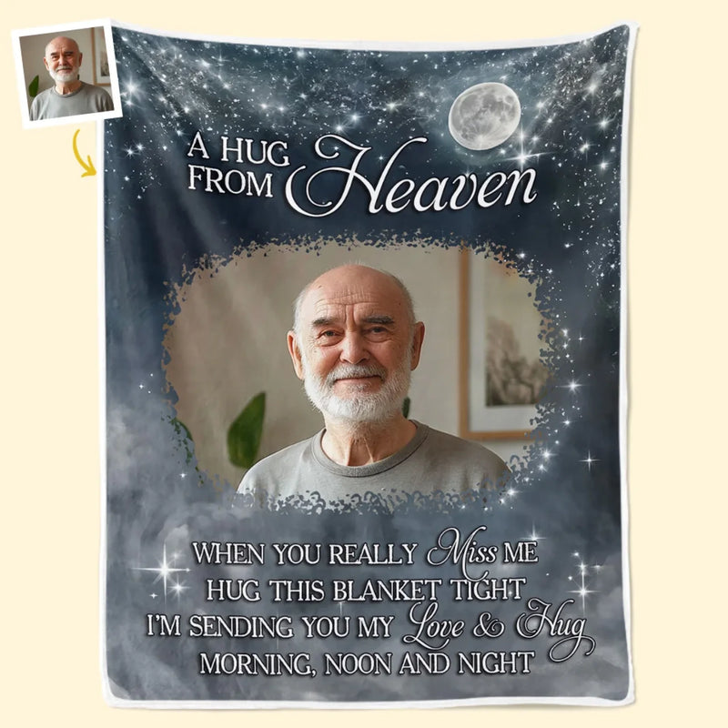 Custom Photo Memorial Hug From Heaven Gifts - Personalized Blanket