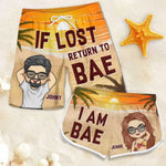 Custom Name Funny Bae Couple Gifts - Personalized Couple Beach Shorts