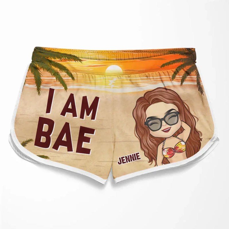 Custom Name Funny Bae Couple Gifts - Personalized Couple Beach Shorts