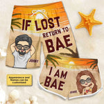 Custom Name Funny Bae Couple Gifts - Personalized Couple Beach Shorts