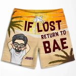 Custom Name Funny Bae Couple Gifts - Personalized Couple Beach Shorts