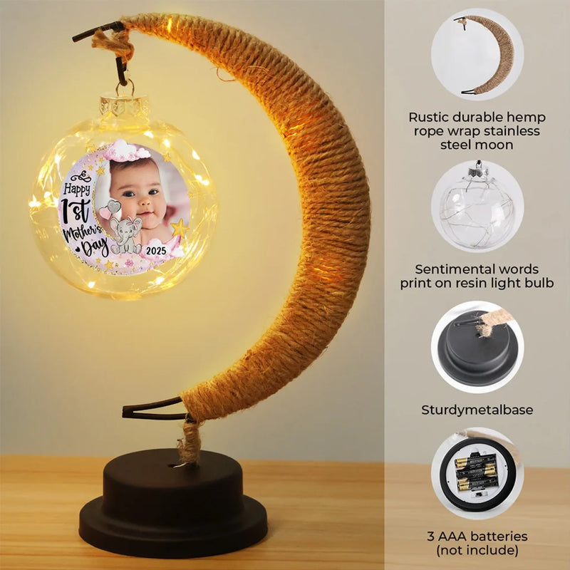 Custom Photo Our First Miracle, Our Forever Love - Family Personalized Custom Moon Lamp Light - Mother's Day, Baby Shower Gift, Gift For First Mom